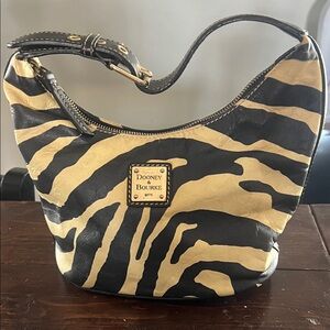 Dooney & Bourke Zebra Hobo Bag - Black and Tan
